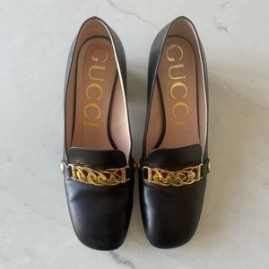 Leather Mid Heel Buckle Pump